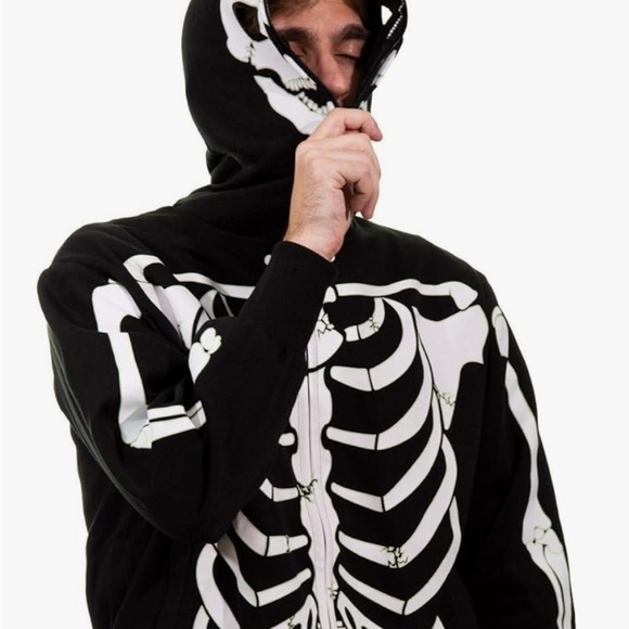 Calhoun Men's Glow in The Dark Skeleton Costume Zip Hoodie  size Large - Picture 4 of 8